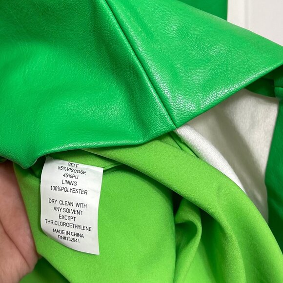 Amanda Uprichard New York Harlow Faux Leather Mini Dress in Green Size M - Picture 15 of 16